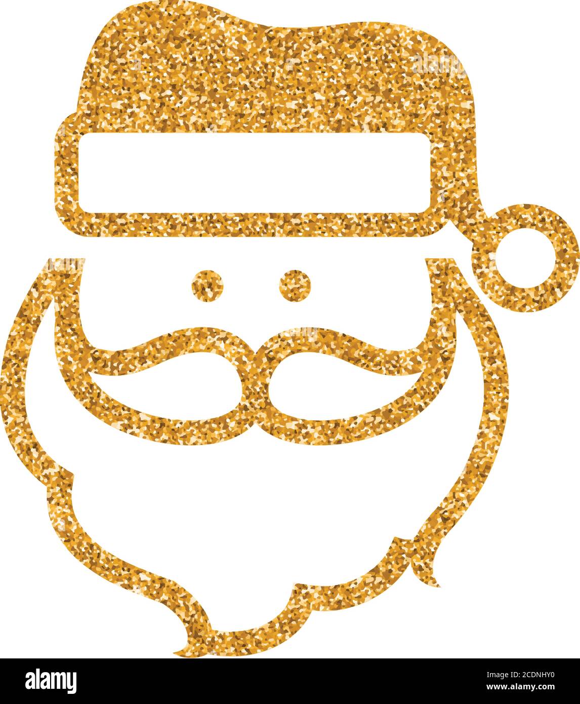 Icône de la tête du Père Noël dans une texture dorée scintillante. Illustration vectorielle de