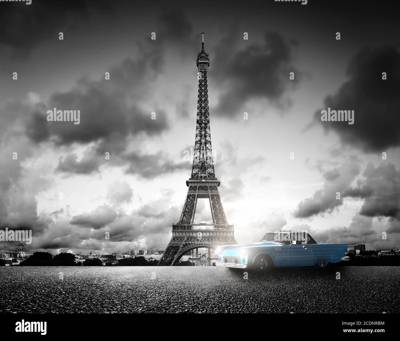 Tour de sport, Paris, France. Noir et blanc, vintage Banque D'Images