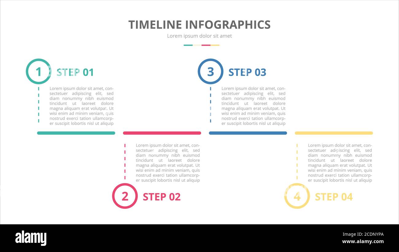 concept de bannière de modèle d'infographies de chronologie avec disposition horizontale et 4 processus step avec style moderne et plat Illustration de Vecteur