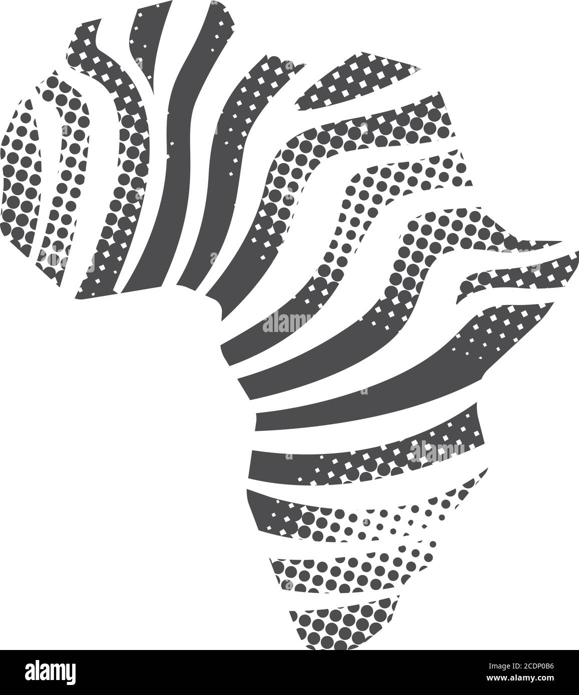 Icône rayée de la carte d'Afrique en demi-ton. Illustration vectorielle monochrome noir et blanc. Illustration de Vecteur