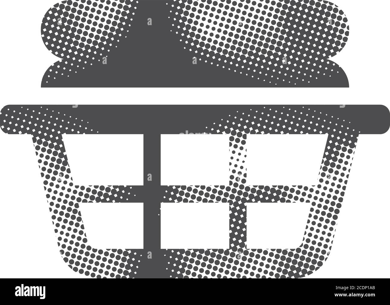 Icône du panier à linge en demi-ton. Illustration vectorielle monochrome noir et blanc. Illustration de Vecteur