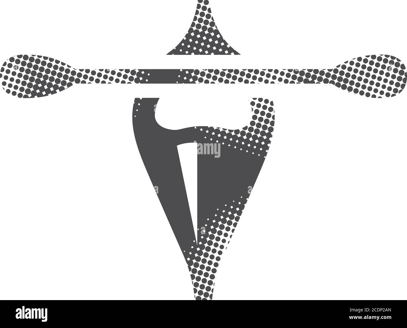 Icône canoë en demi-ton. Illustration vectorielle monochrome noir et blanc. Illustration de Vecteur