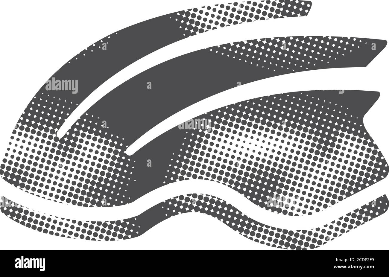 Icône de casque de vélo en demi-ton. Illustration vectorielle monochrome noir et blanc. Illustration de Vecteur