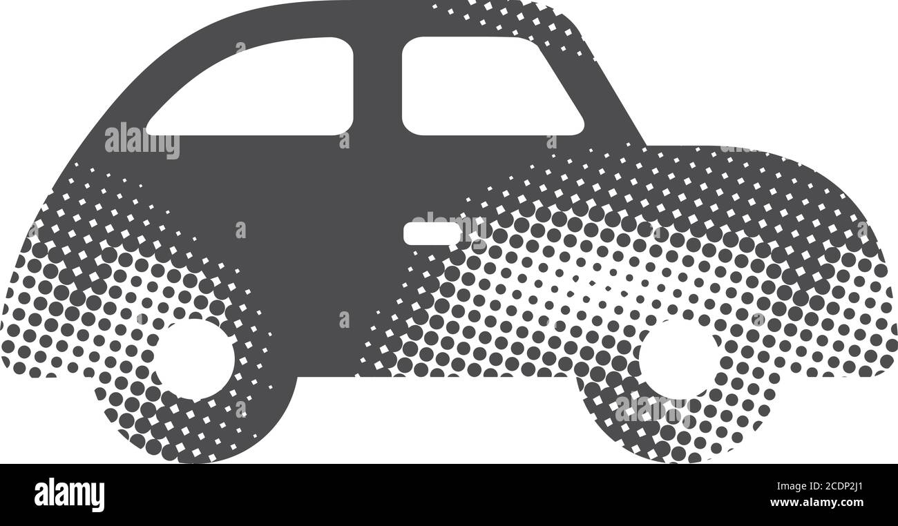 Icône voiture vintage en demi-ton. Illustration vectorielle monochrome noir et blanc. Illustration de Vecteur