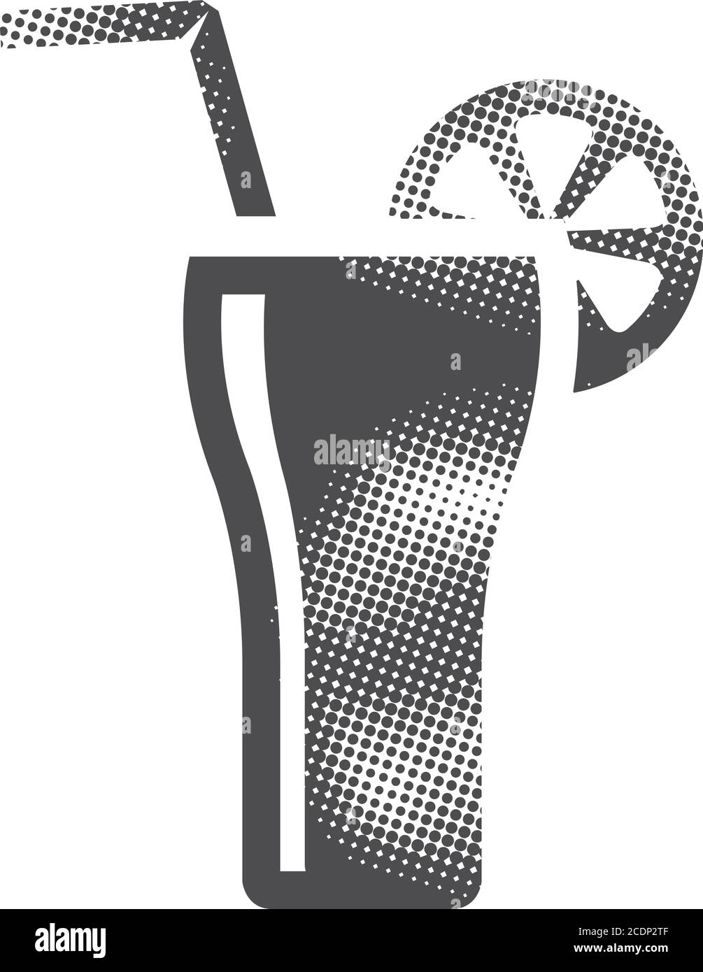 Icône cocktail dans le style demi-ton. Illustration vectorielle monochrome noir et blanc. Illustration de Vecteur