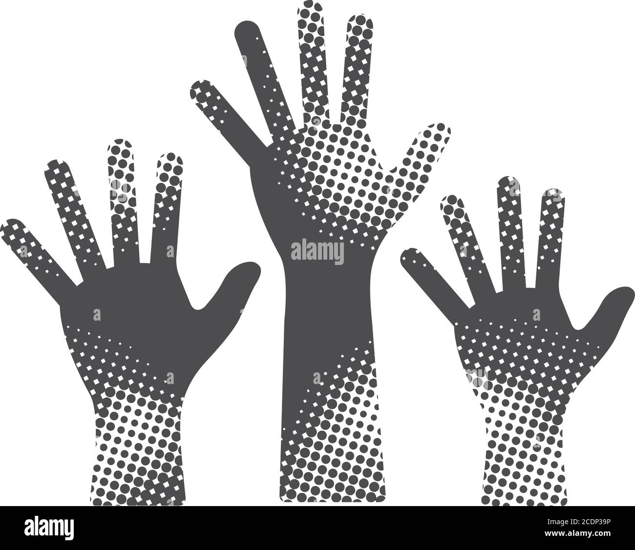 Icône mains en demi-ton. Illustration vectorielle monochrome noir et blanc. Illustration de Vecteur
