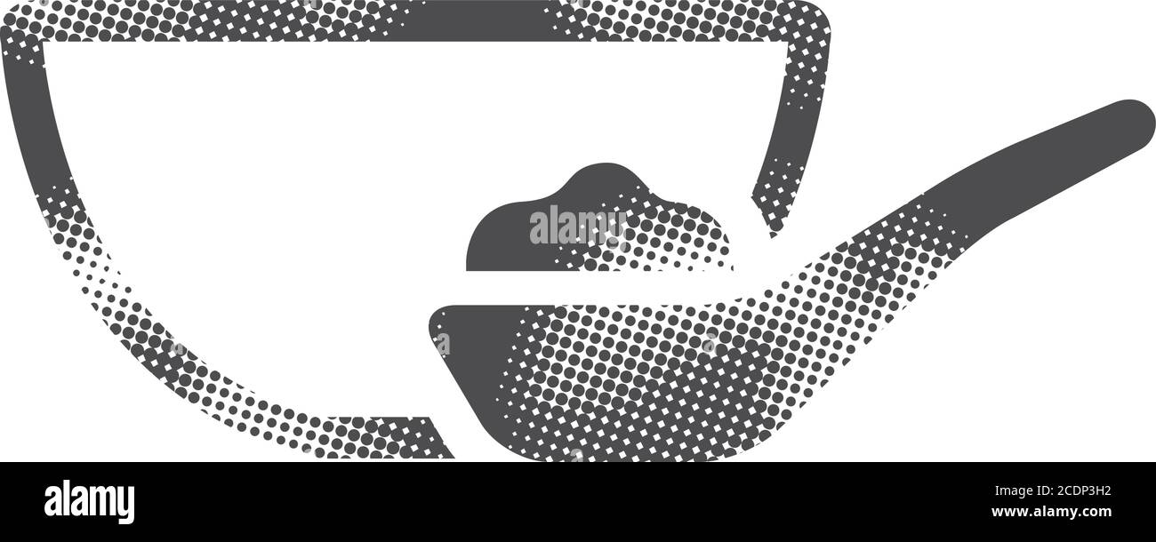 Icône de bol de bouillie en demi-ton. Illustration vectorielle monochrome noir et blanc. Illustration de Vecteur