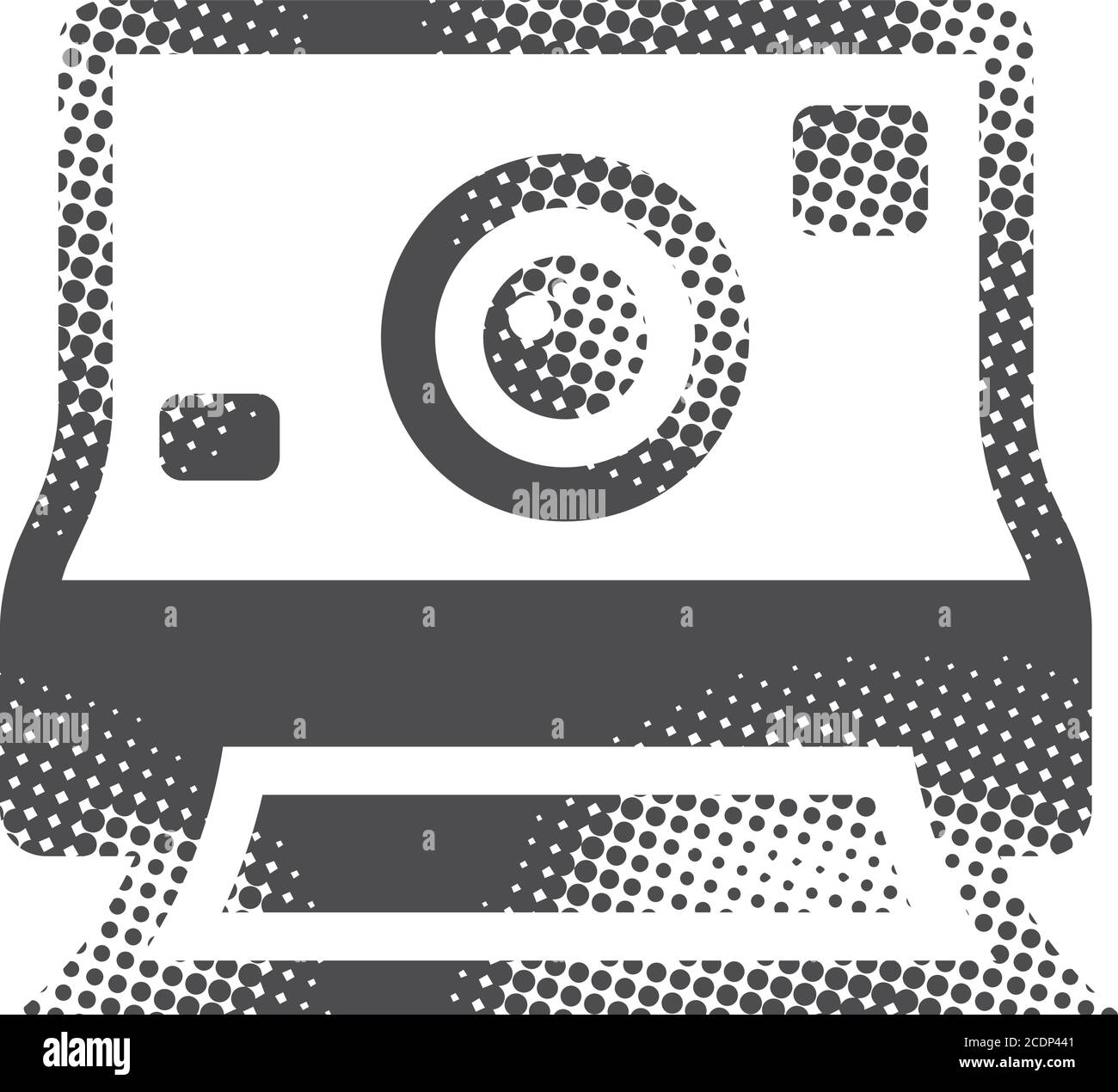 Icône de caméra instantanée en demi-ton. Illustration vectorielle monochrome noir et blanc. Illustration de Vecteur