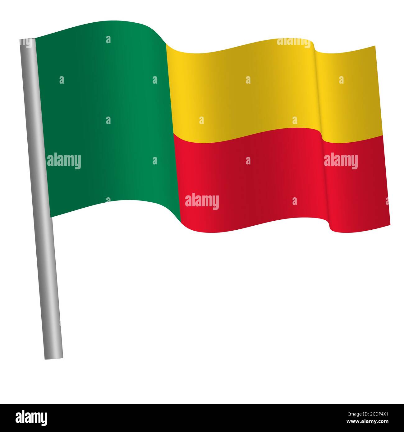 drapeau béninois agitant sur un poteau Banque D'Images