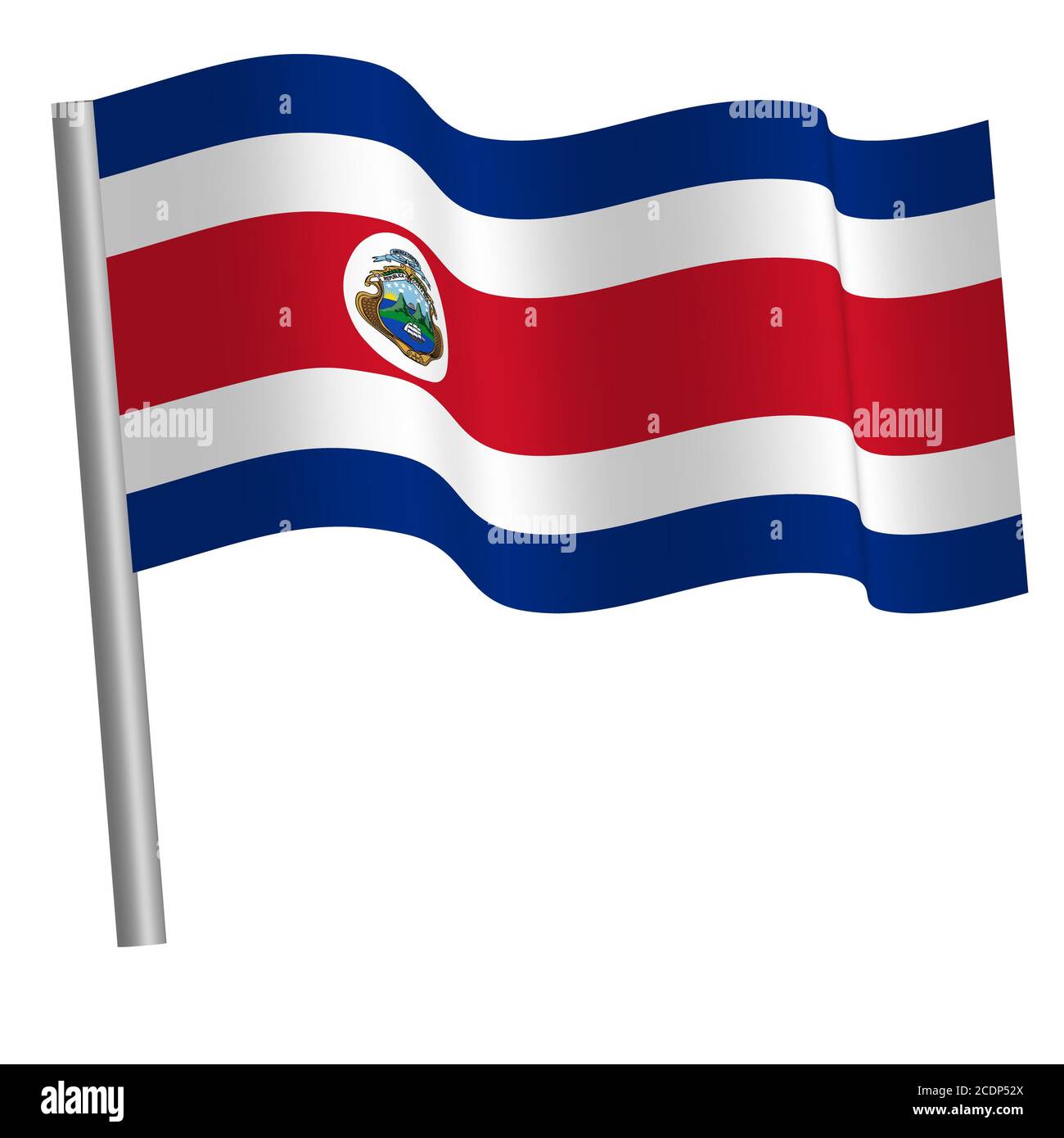 Drapeau costaricain sur un poteau Banque D'Images