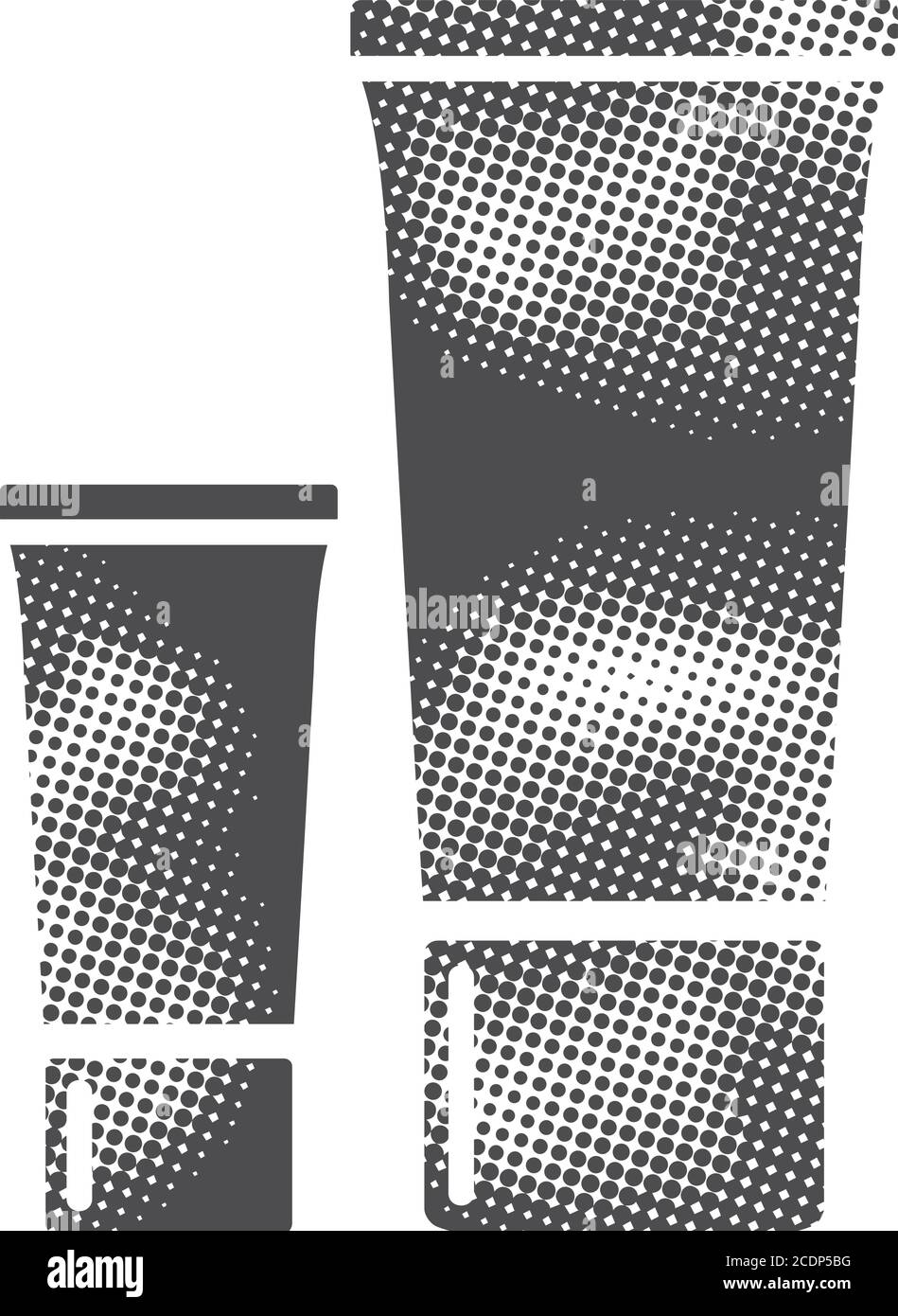 Icône de tube de lotion en demi-ton. Illustration vectorielle monochrome noir et blanc. Illustration de Vecteur