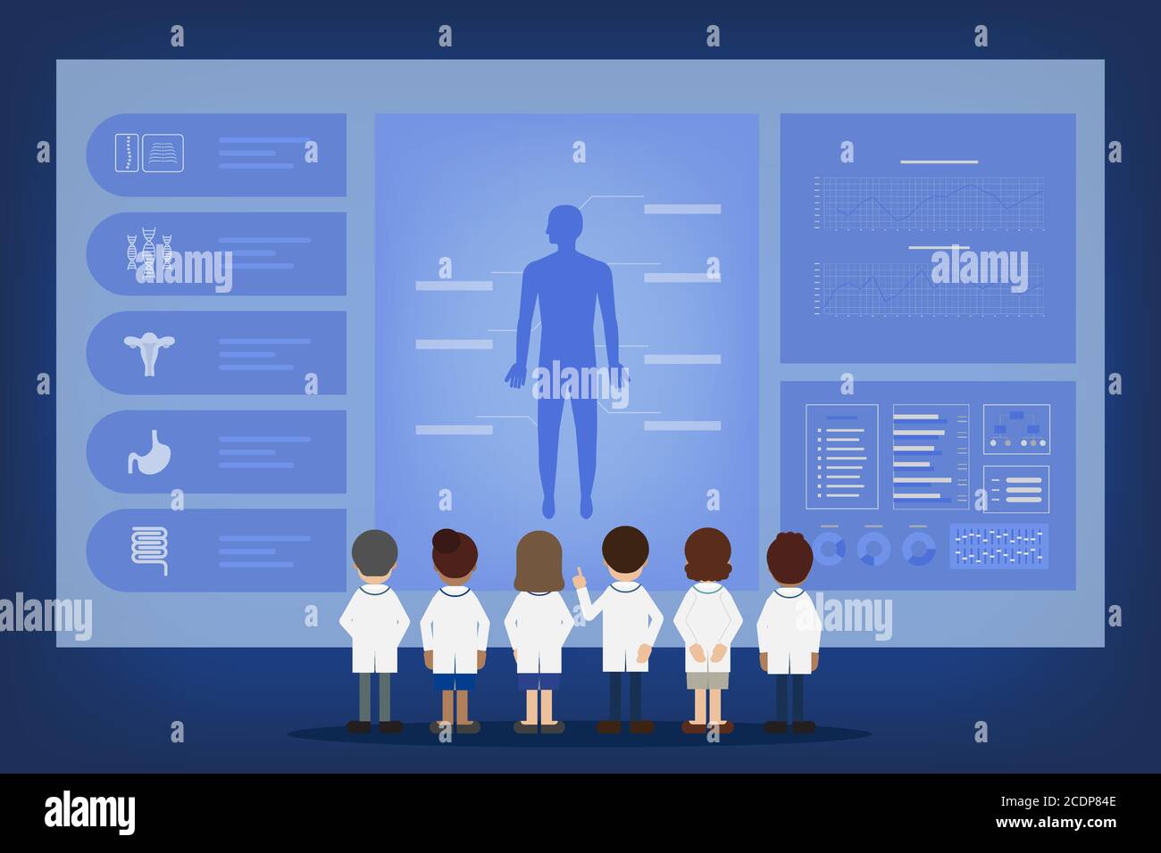 Concept de dossier de santé électronique avec l'information médicale et l'équipe de médecin illustration vectorielle plate Illustration de Vecteur