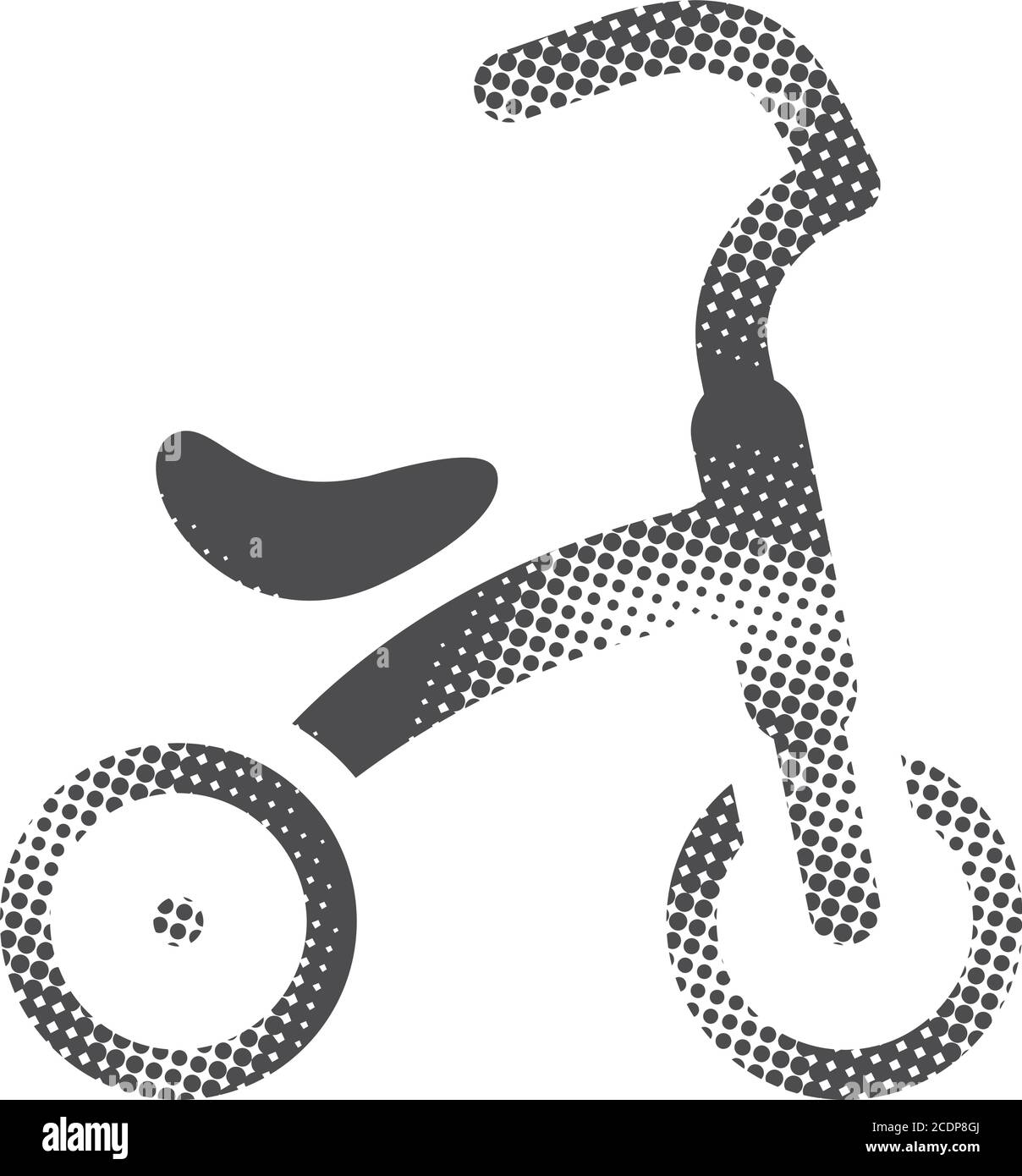 Icône tricycle enfant en demi-ton. Illustration vectorielle monochrome noir et blanc. Illustration de Vecteur