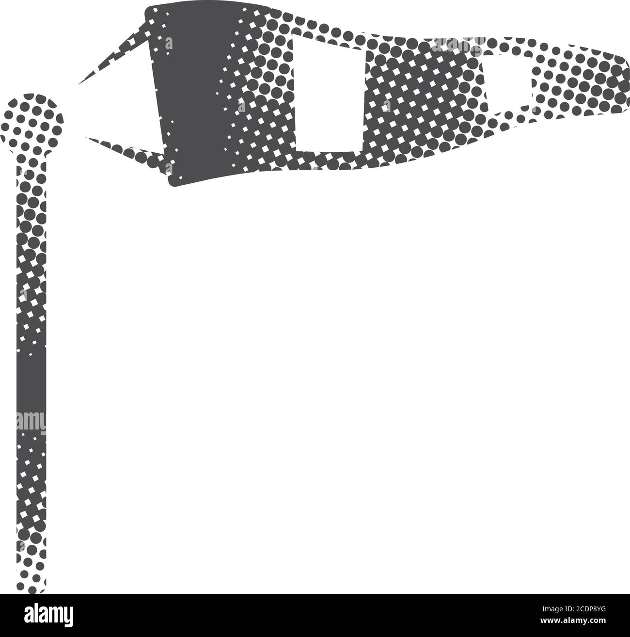 Icône de windsock en demi-ton. Illustration vectorielle monochrome noir et blanc. Illustration de Vecteur