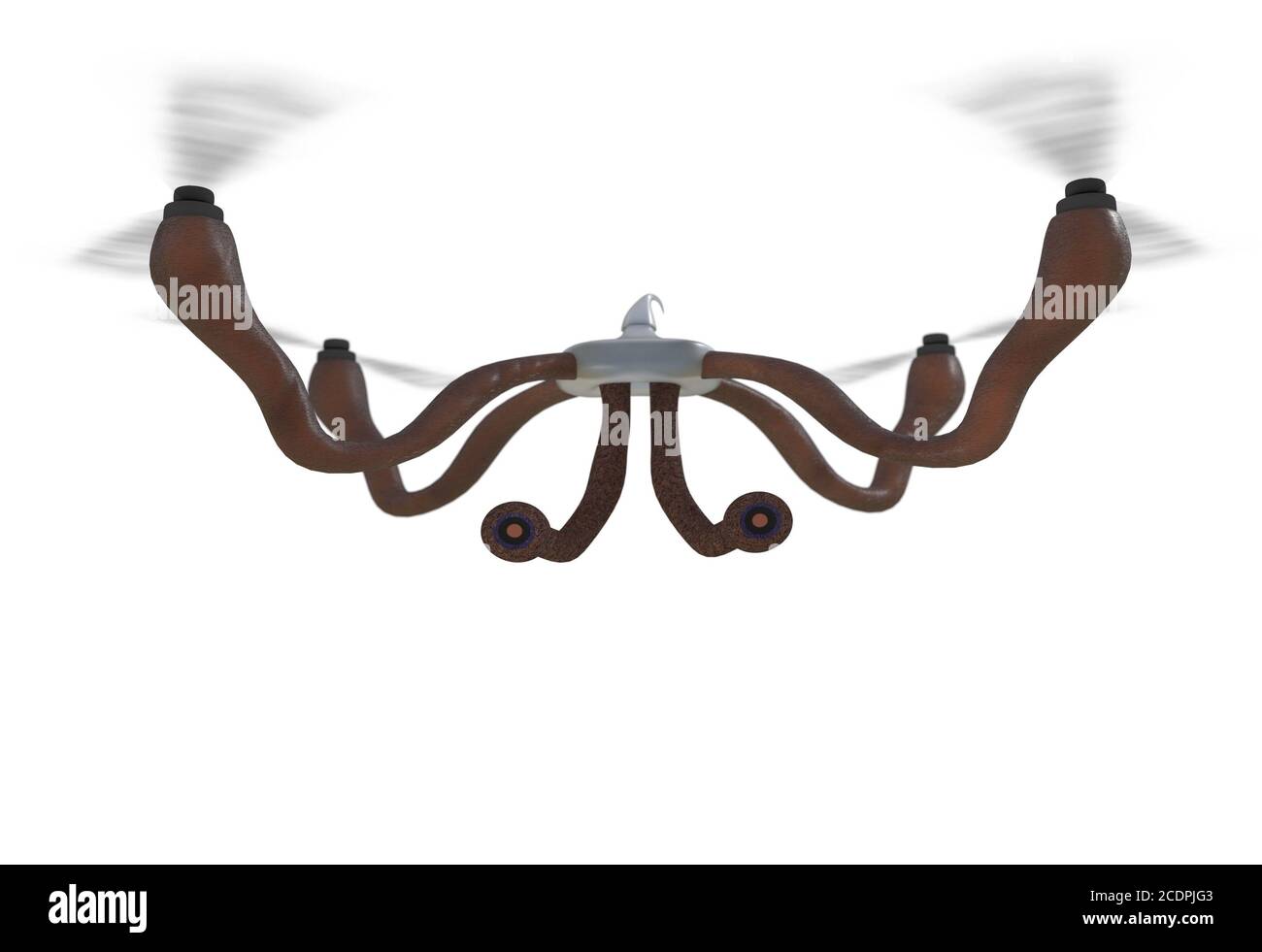 Dron futuriste avec les yeux et les tentacules concept. 3d illustration Banque D'Images