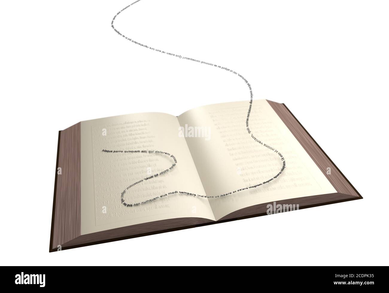 Magic livre ouvert et les textes 3d illustration Banque D'Images