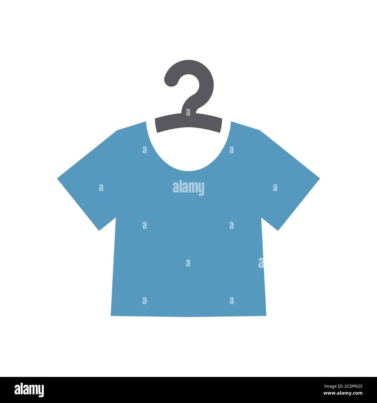 T-shirt sur un crochet simple icône vectorielle. Symbole de nettoyage à sec ou de service de lavage. Illustration de Vecteur
