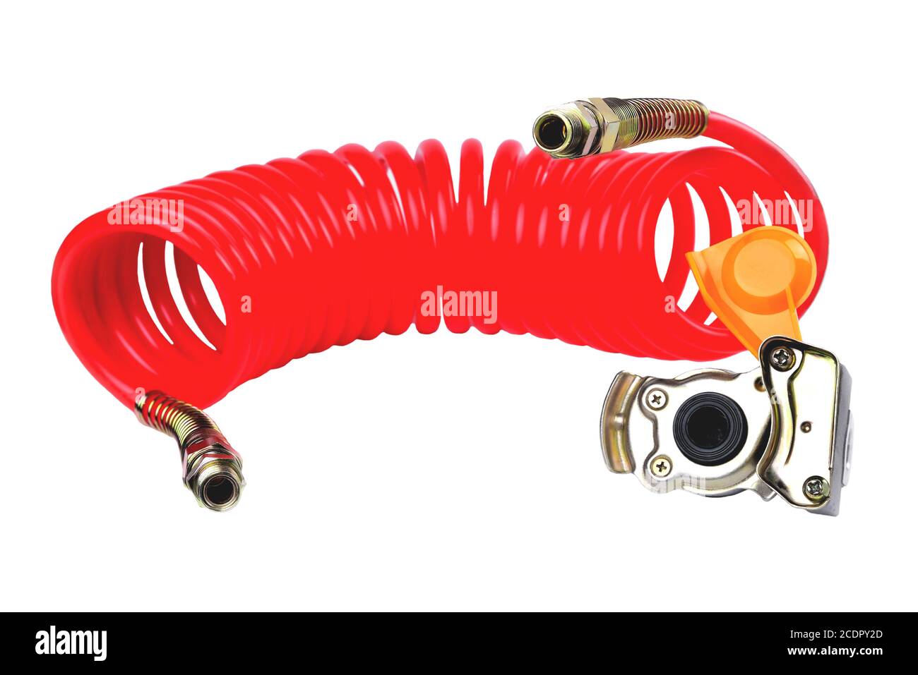 Flexible pneumatique et tête de raccordement d'un PALM Truck pour fournir de l'air comprimé du tracteur à la remorque, accessoires de voiture, pièces de voiture dos blanc Banque D'Images