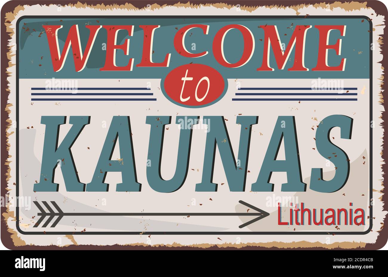 Panneau routier de Kaunas isolé sur fond blanc. Illustration de Vecteur