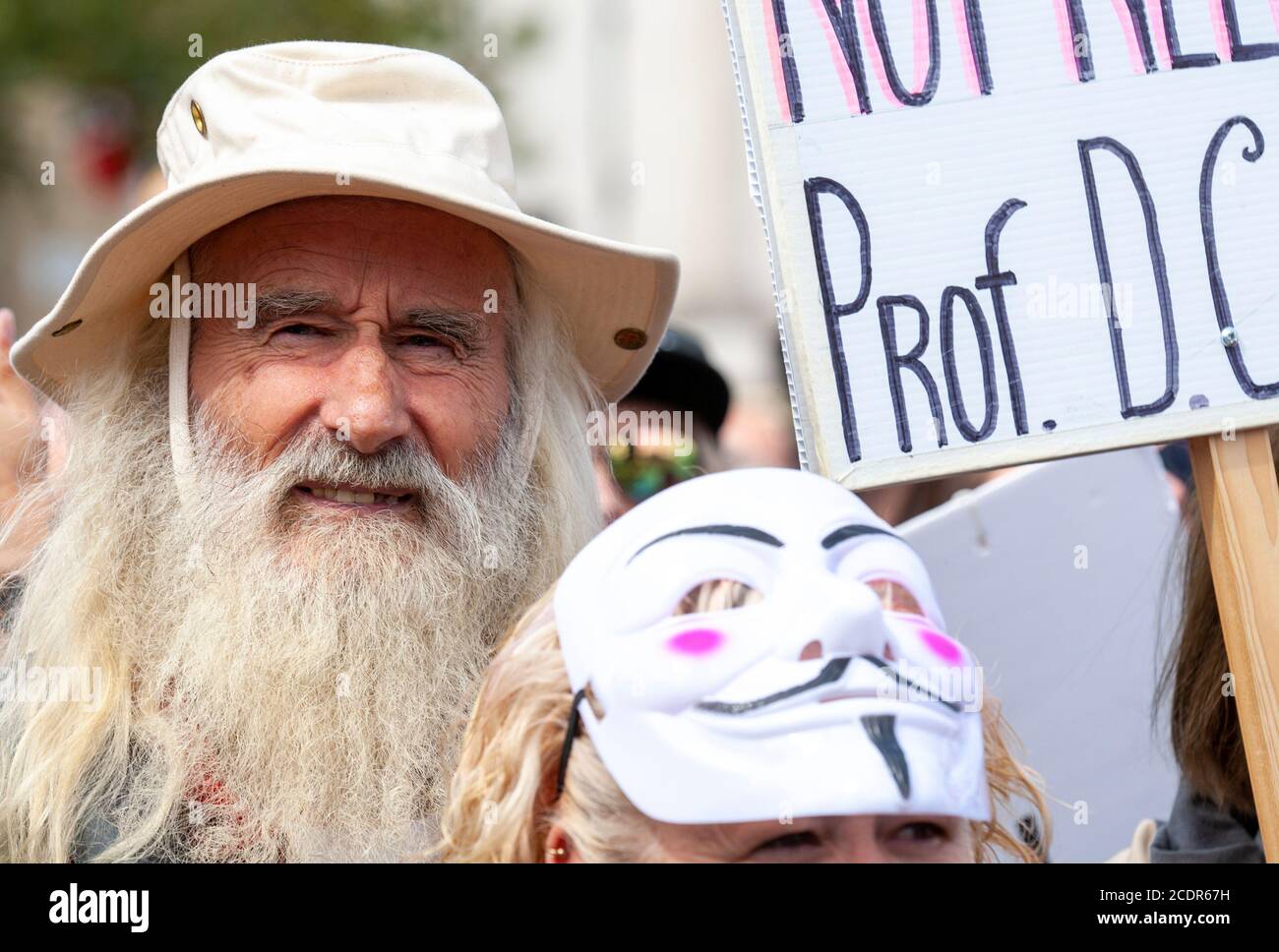 Londres, Royaume-Uni. 29 août 2020. Manifestation Unite for Freedom, Trafalgar Square. Les manifestants exigent : plus de blocages, plus de distanciation sociale, pas de masques, pas de trace, pas de passeport sanitaire, pas de vaccination obligatoire, pas de « nouvelle normalité ». Crédit : Neil Atkinson/Alay Live News. Banque D'Images