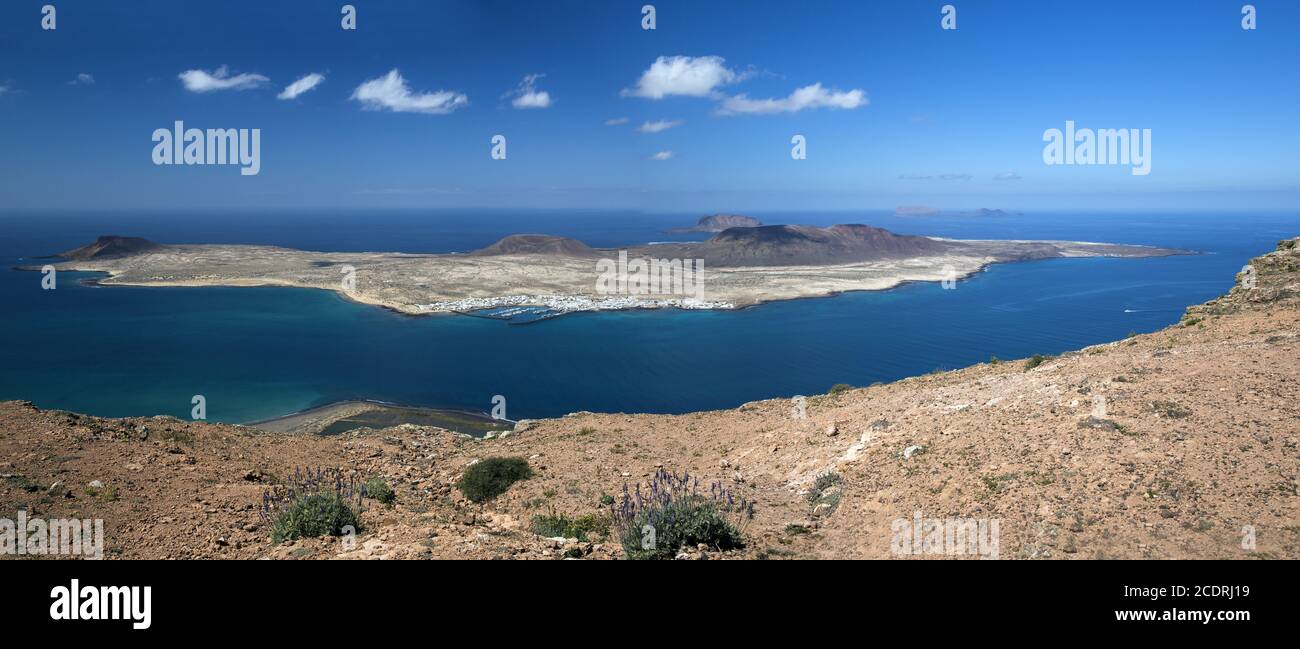 Panorama de l'île de la Graciosa, au nord de Lanzarote, îles Canaries, Espagne, Europe Banque D'Images