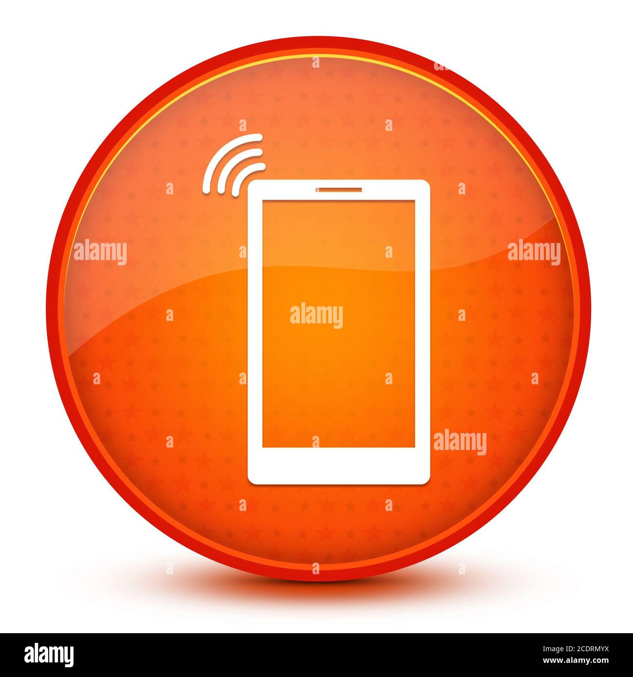 Icône de signal réseau de smartphone isolée sur une étoile brillante ronde orange illustration du résumé du bouton Banque D'Images
