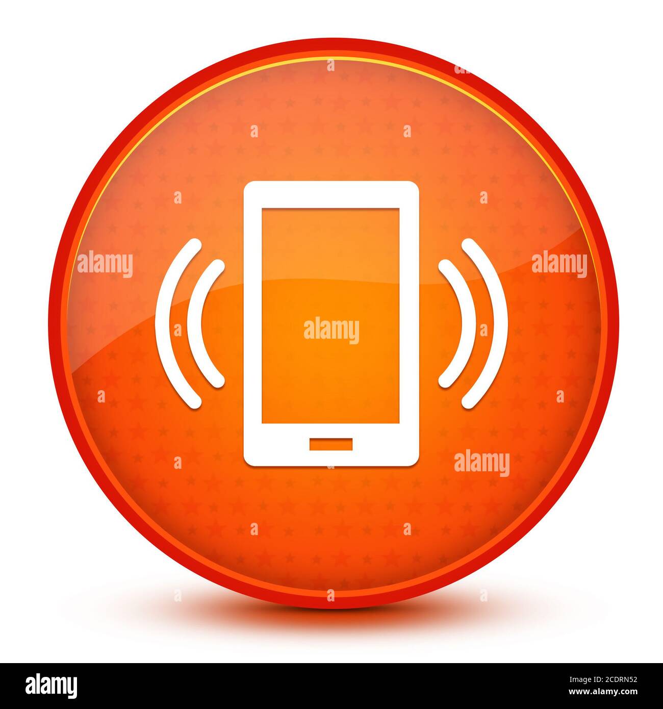Icône de signal réseau de smartphone isolée sur une étoile brillante ronde orange illustration du résumé du bouton Banque D'Images