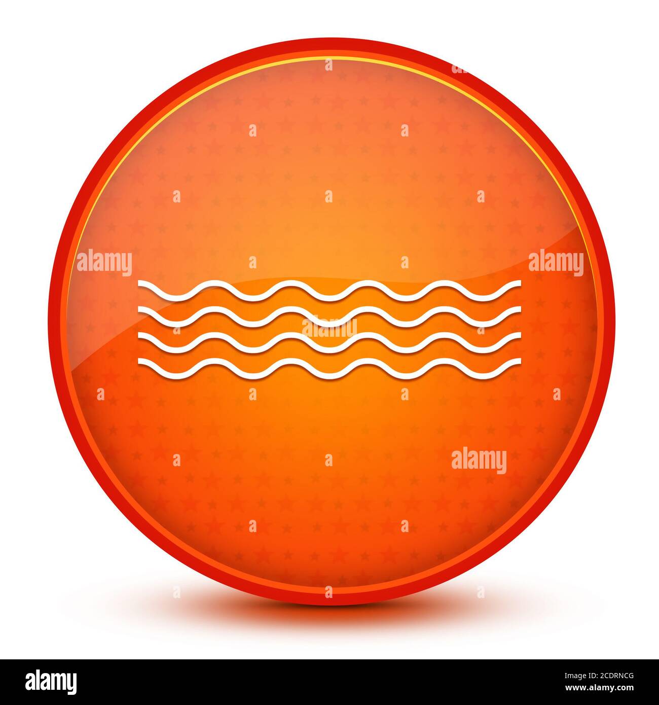 Icône des vagues de la mer isolée sur un bouton rond orange brillant en forme d'étoile illustration abstraite Banque D'Images