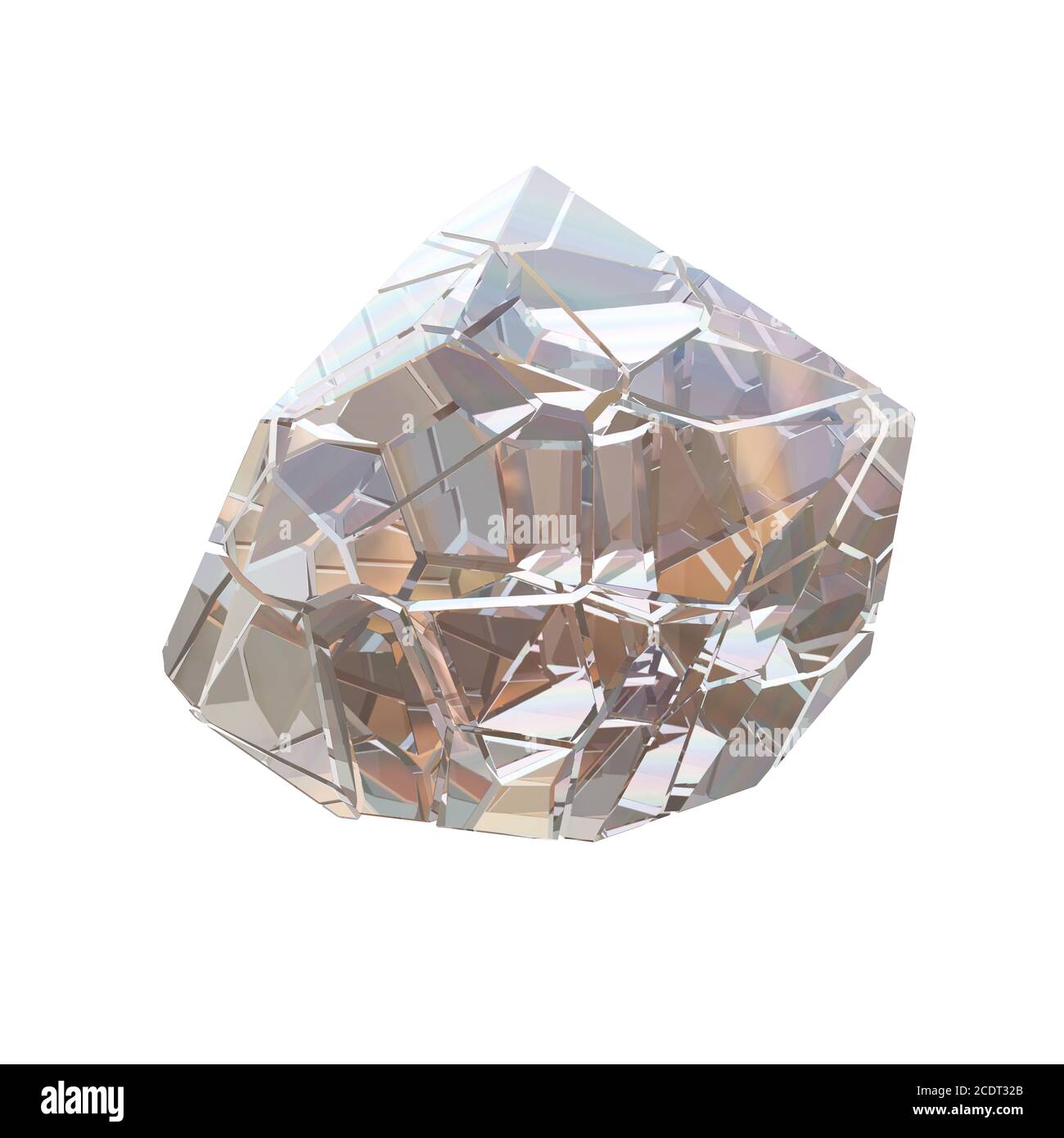 Étonnant Quartz de diamant coloré Rainbow Flame Blue Aqua aura cristal cluster macro isolé sur fond blanc. Abstrac Banque D'Images