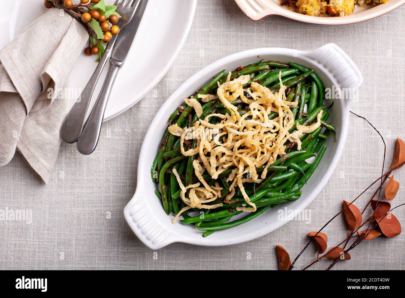 Accompagnement traditionnel de Thanksgiving, haricots verts Banque D'Images