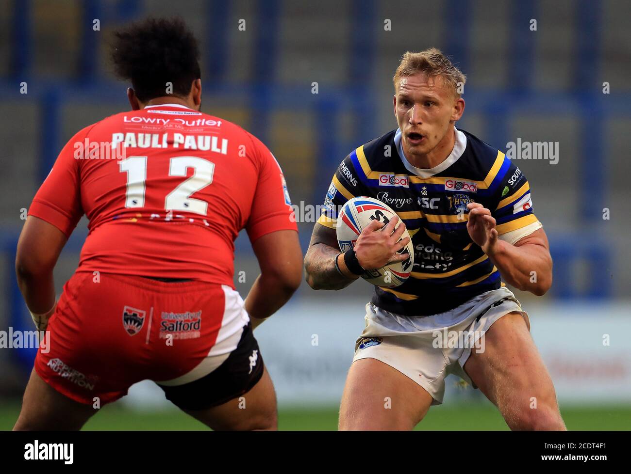 Mikolaj Oledzki de Leeds Rhinos lors du match de la Super League au stade Halliwell Jones, Warrington. Banque D'Images