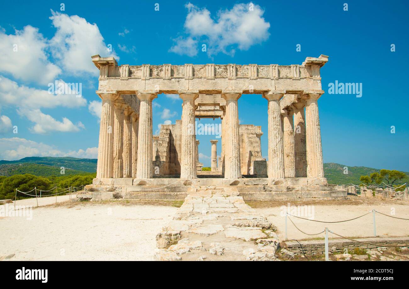 Temple de la déesse Aphaia, île d'Aegina, Grèce Banque D'Images