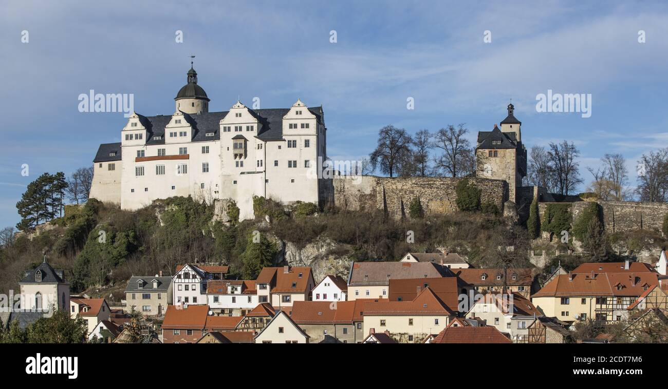 Château de Ranis et maisons de la vieille ville, Saale-Orla-Kreis, Thuringe, Allemagne, Europe Banque D'Images