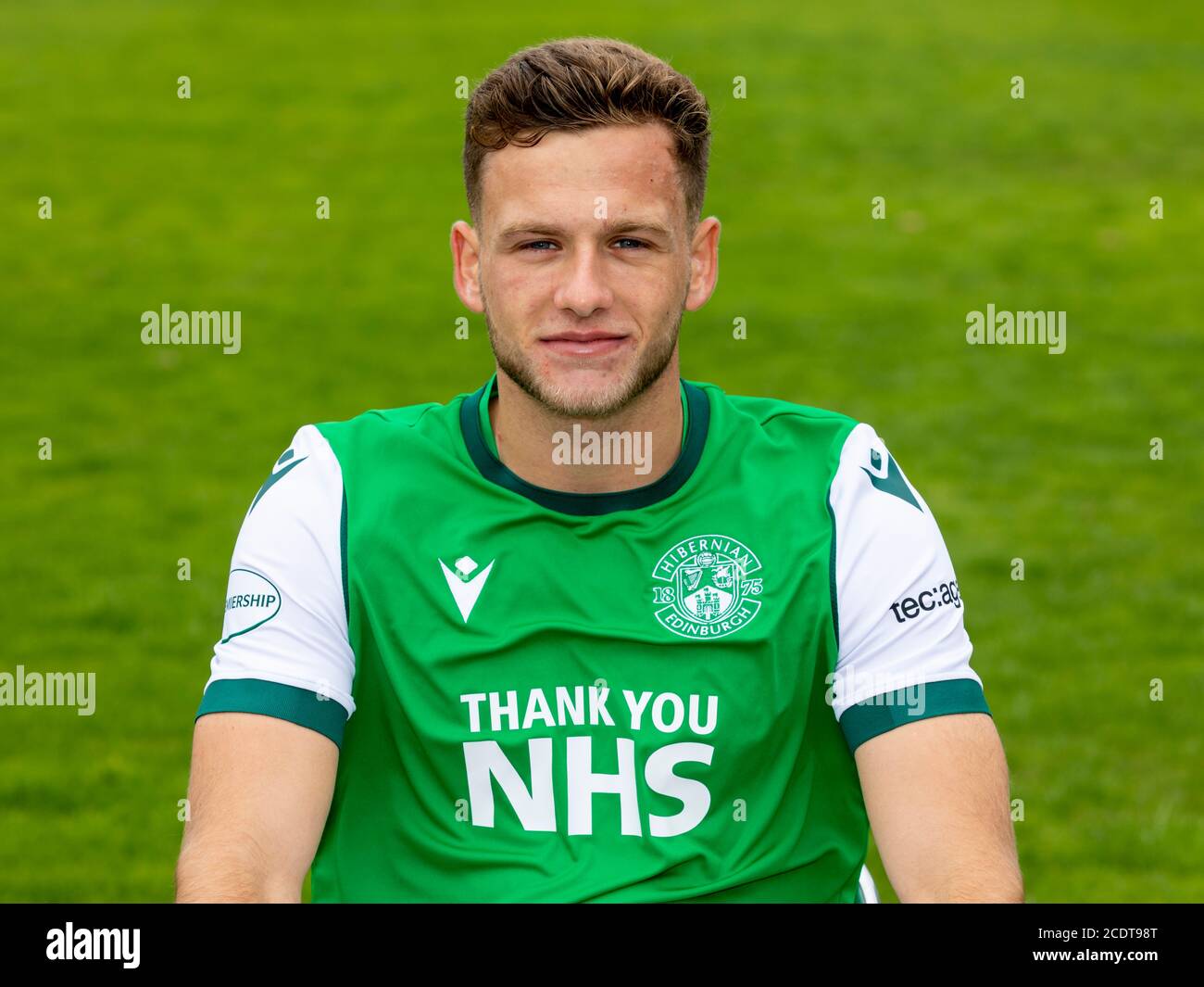 Jamie Gullan de Hibernian pendant la saison des tirs à la tête de l'équipe Hibernian 2020/21. Appel de presse Hibernian au Centre de formation Hibernian, secteur est, Ormiston, Tranent, Lothian est. Banque D'Images