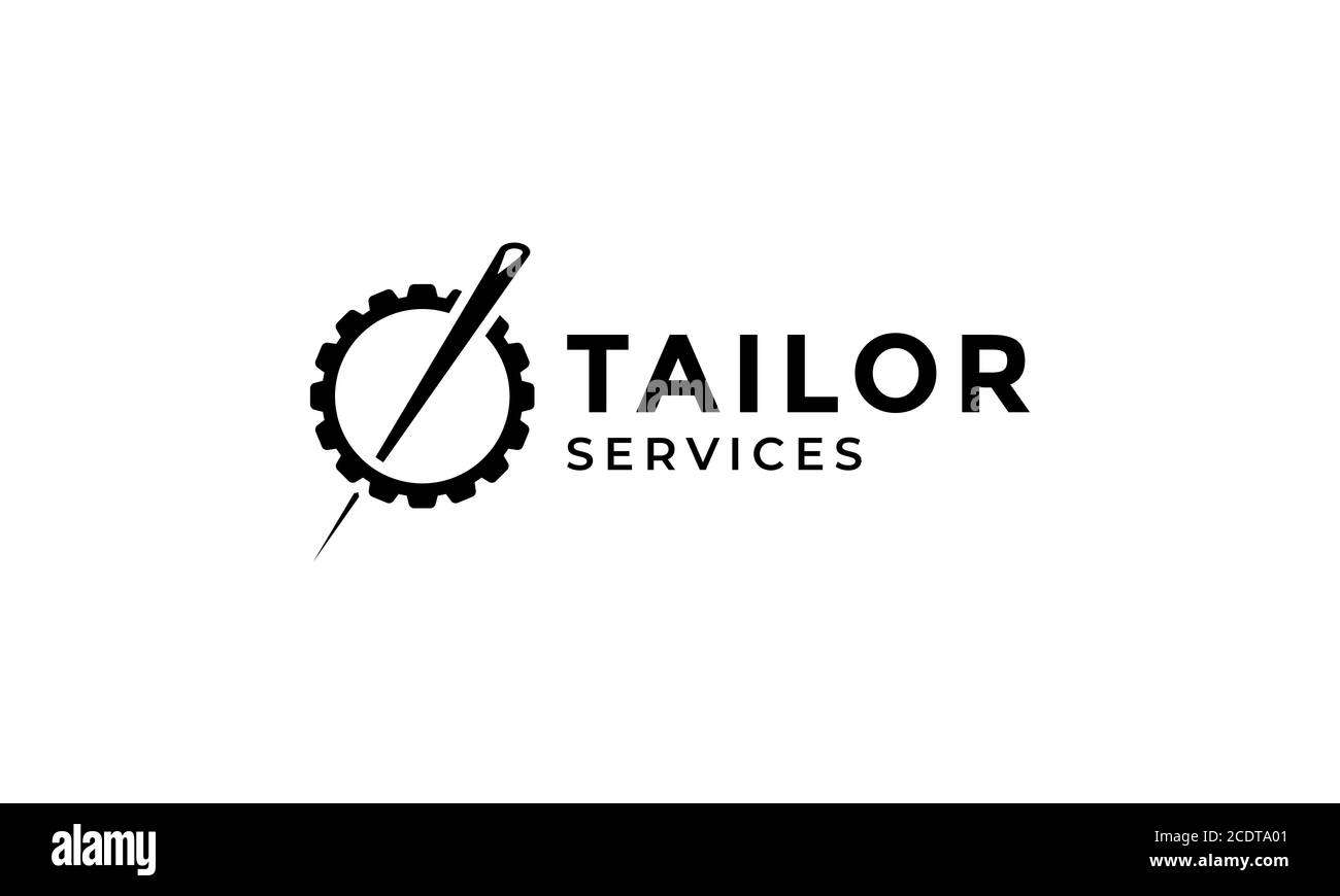 design de tailleur à aiguilles ou à épingles et logo gear Illustration de Vecteur
