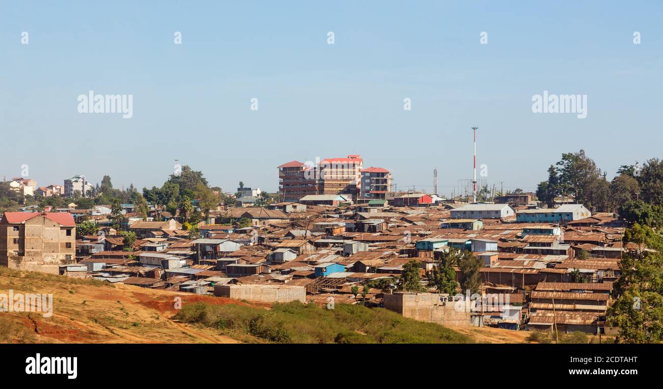 Bidonvilles de Nairobi au Kenya ville Banque D'Images
