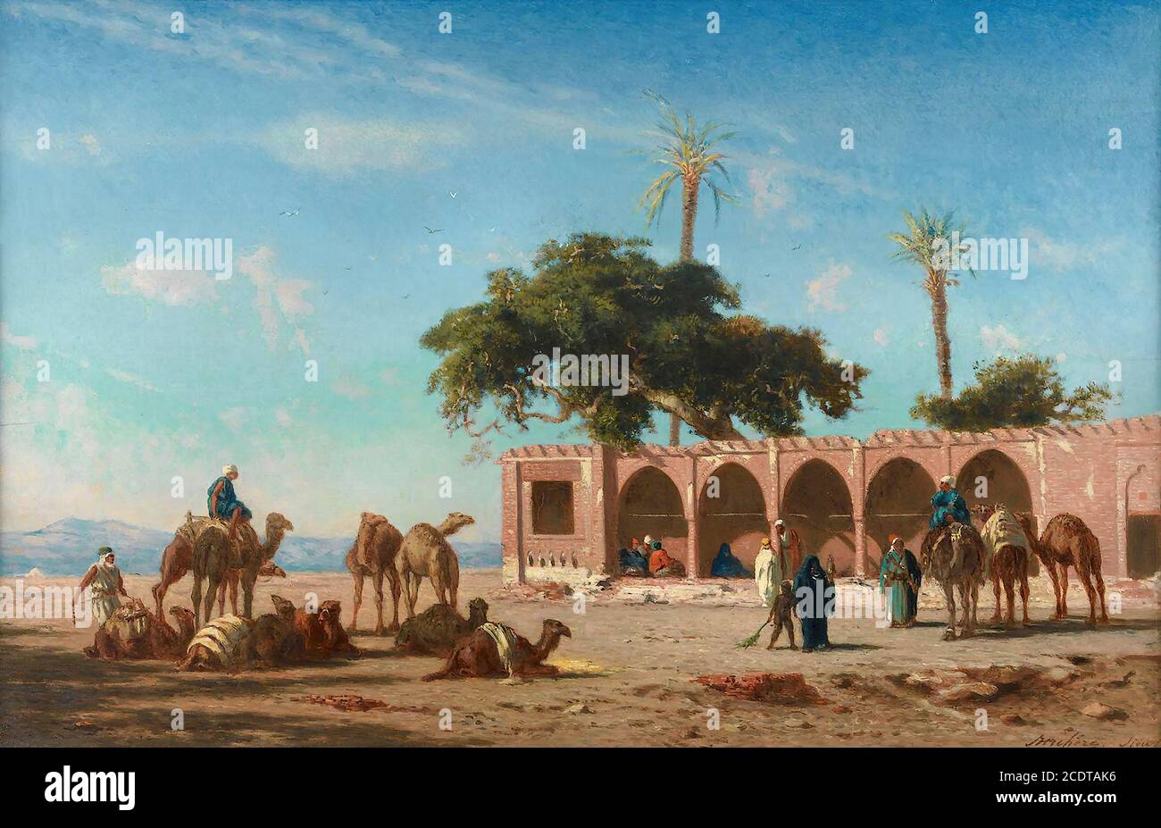 Berchère Narcisse - le reste de la Caravane à Siout Égypte - École française - 19e siècle Banque D'Images