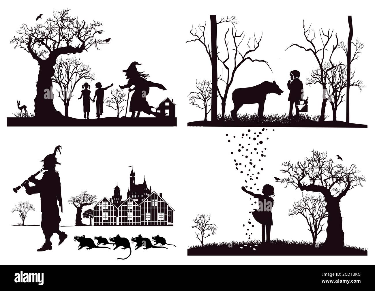 Contes de fées, Hansel et Gretel, Little Red Riding Hood, pied Piper Banque D'Images