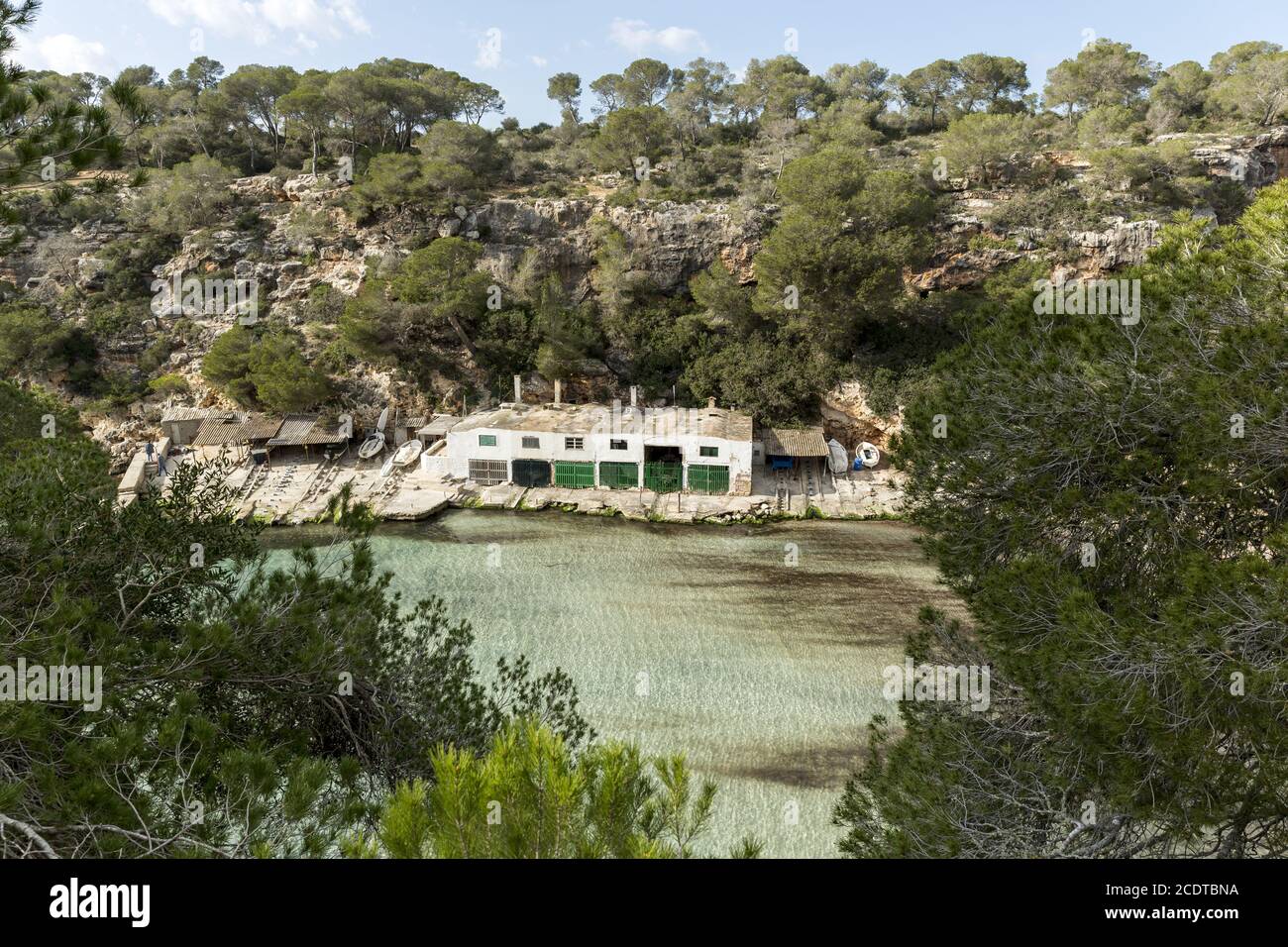 Serres dans la baie de Cala Pi sur le fleuve Torrent de Cala Pi, Majorque, Espagne, Europe Banque D'Images
