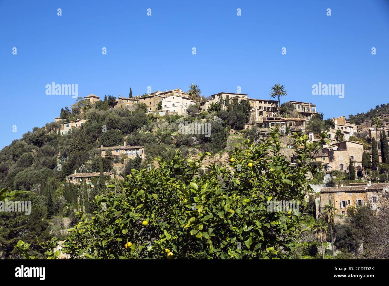 Vue partielle de Deia 'le village des artistes dans les montagnes Tramuntana, Majorque, Espagne, Europe Banque D'Images