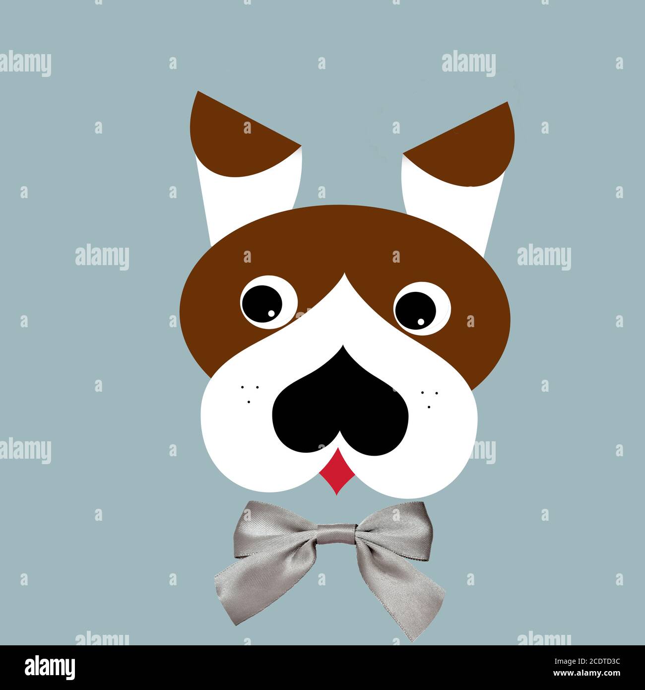 Joli portrait de chien avec noeud en ruban - illustration numérique Banque D'Images