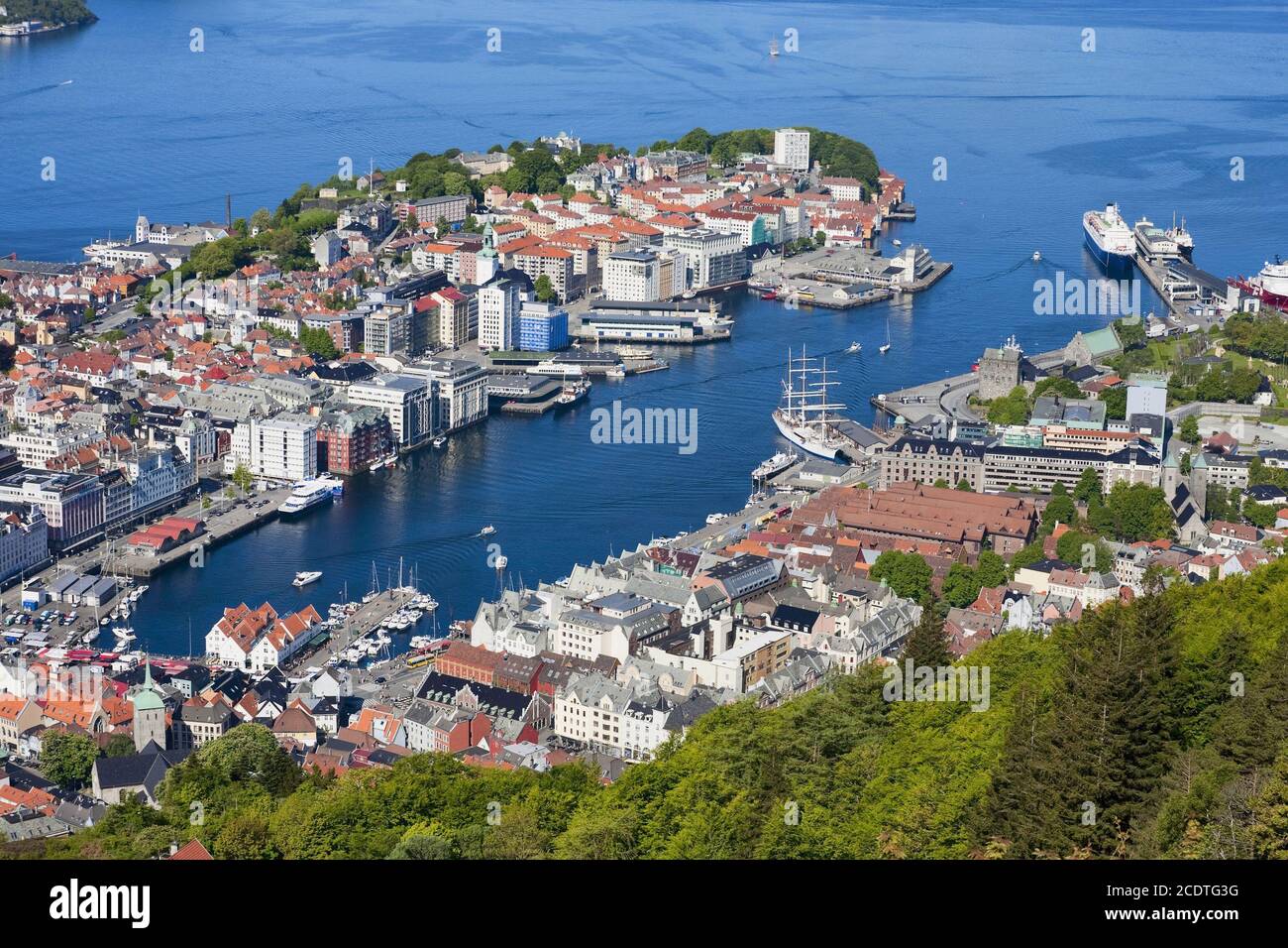 Vue depuis le mont Floyen de Bergen, Norvège Banque D'Images