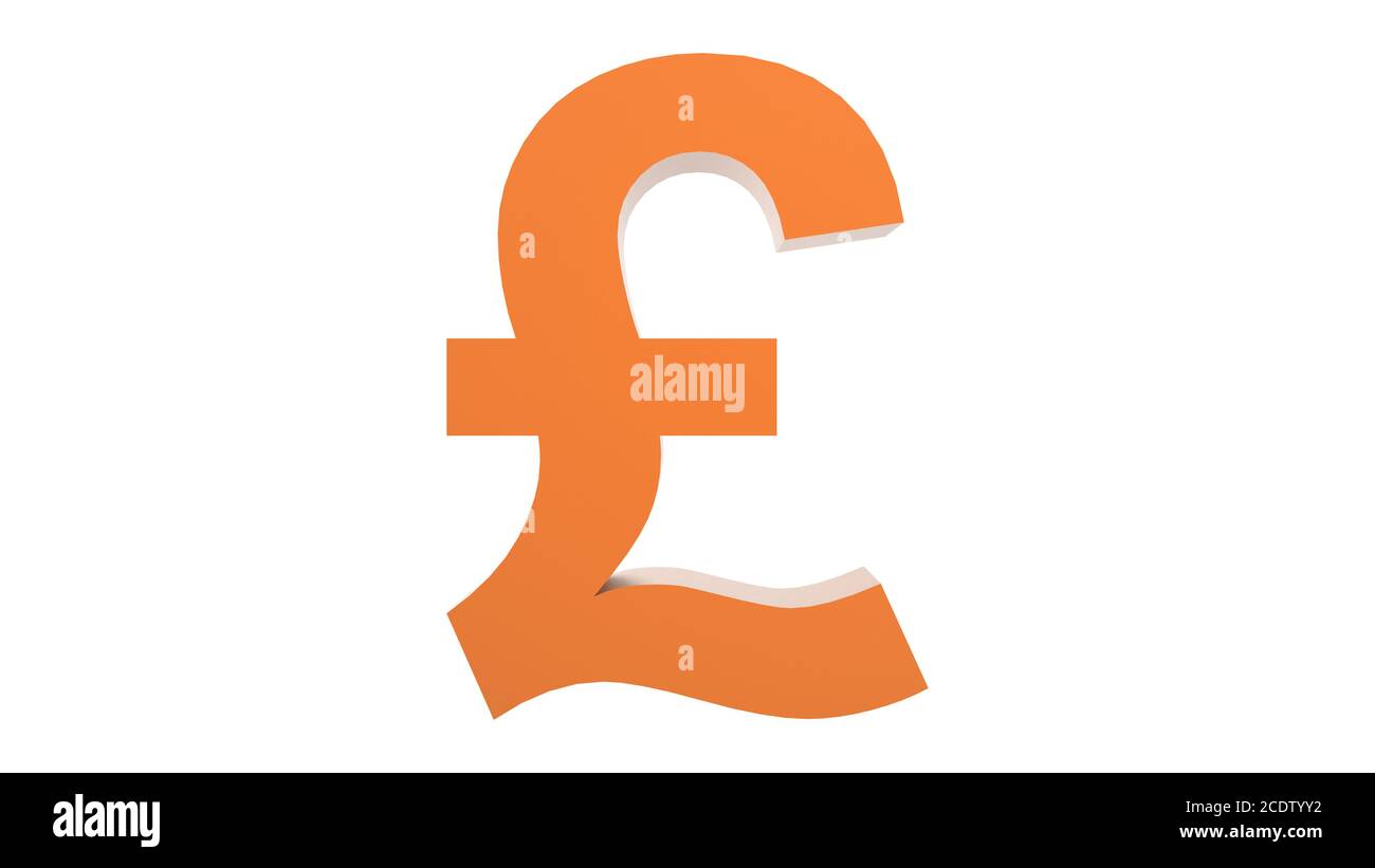 Orange Pound livre sterling Lira or signe icône isolé avec fond blanc. 3d rendu isolé illustration, affaires, gestion, risque, argent, argent, gro Banque D'Images