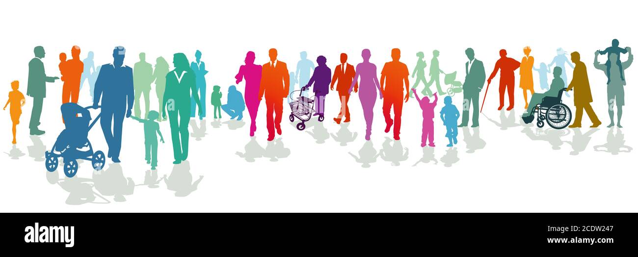 Des couples et des familles sur la route, illustration Banque D'Images