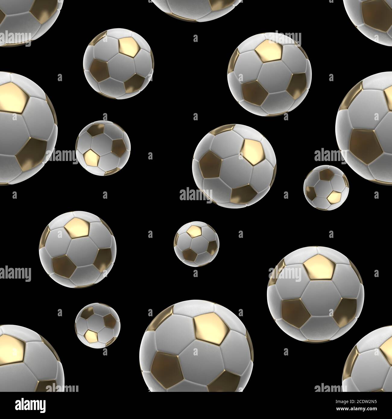 Les balles de soccer isolé sur fond noir motif transparent 3d illustration Banque D'Images