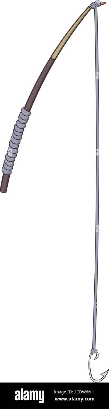 illustration isolée de canne à pêche sur fond blanc en style dessin animé. Elément de conception Illustration de Vecteur