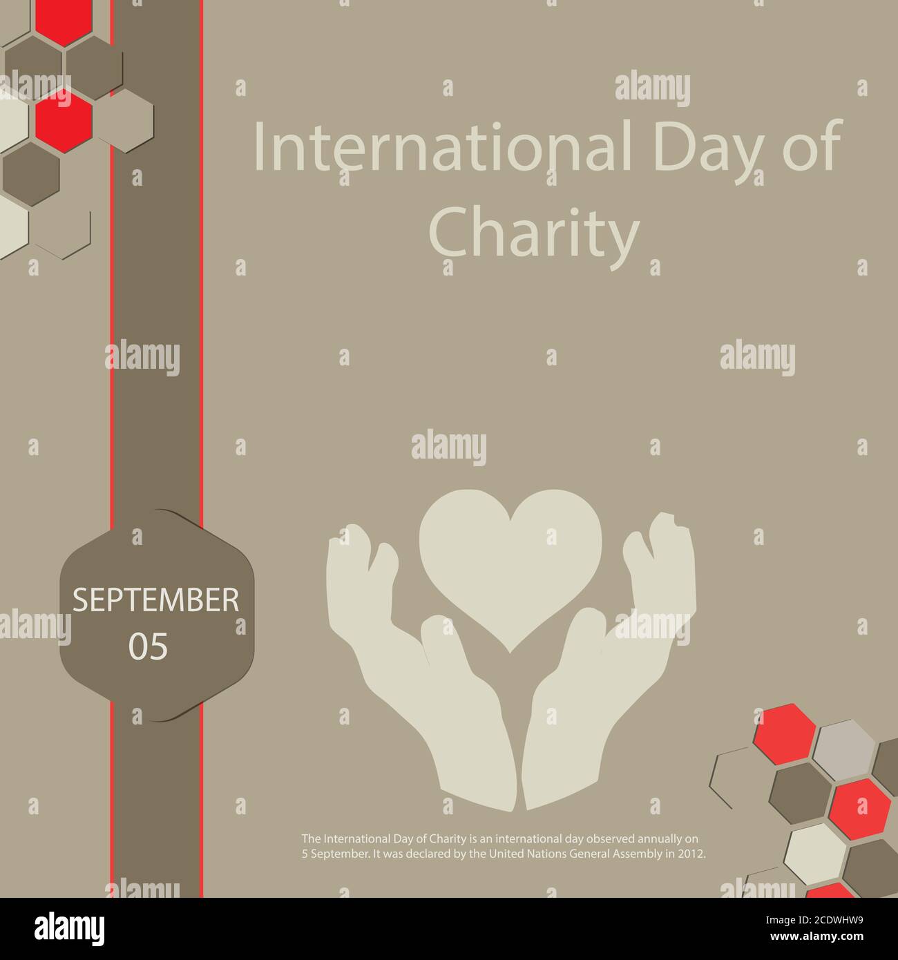 La Journée internationale de la Charité est une journée internationale célébrée chaque année le 5 septembre. Il a été déclaré par l'Assemblée générale des Nations Unies en 2 Illustration de Vecteur