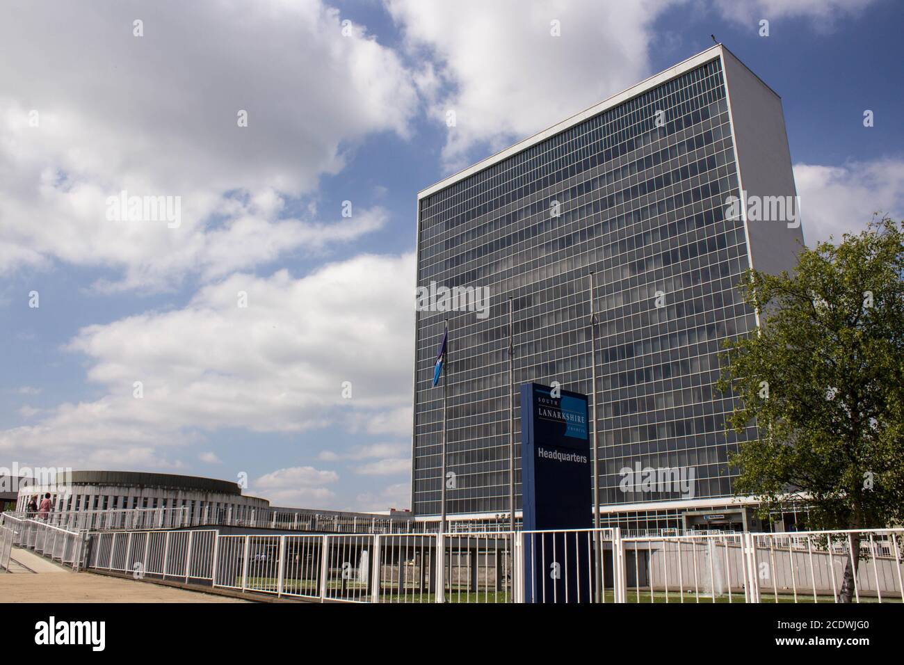 South Lanarkshire Council Headquarters, Hamilton, Écosse. Les bâtiments sont autrefois connus sous le nom de Lanark County Buildings Skyline Banque D'Images