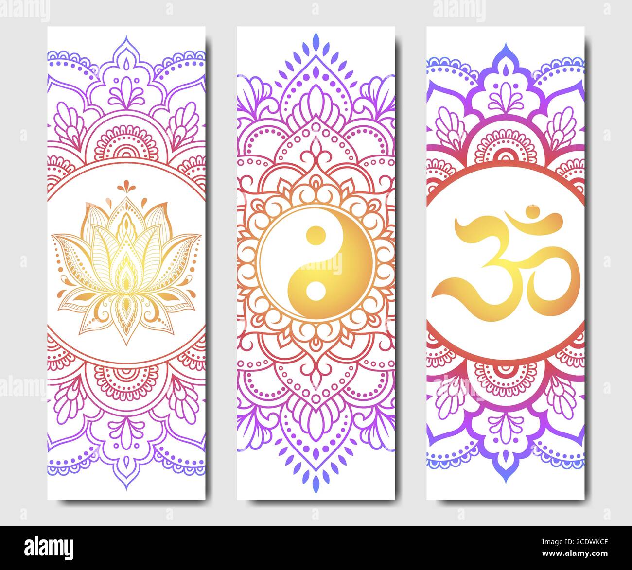 Ensemble de tapis de yoga design. Motif floral de style oriental pour la  décoration des équipements de sport. Ornements ethniques indiens colorés  pour la sérénité spirituelle. Déc Image Vectorielle Stock - Alamy