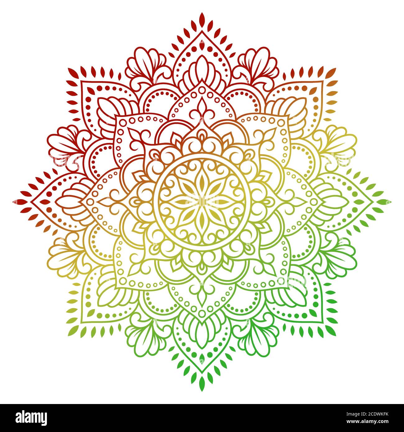 Couleur motif circulaire sous forme de mandala avec fleur pour la décoration ou l'impression. Décoration décorative de style oriental ethnique. Motif arc-en-ciel sur blanc b Illustration de Vecteur